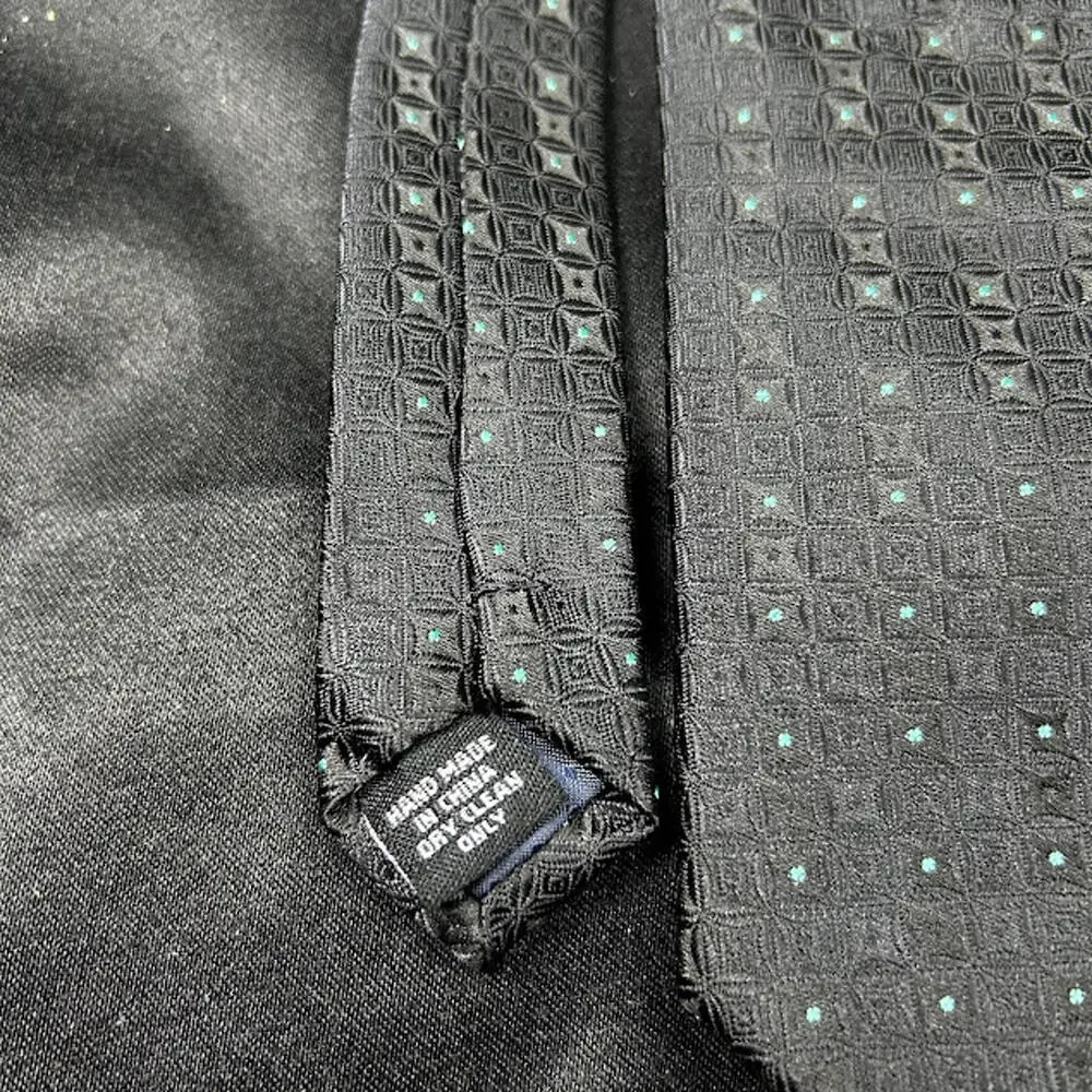 Adrienne Vittadini‎ Black Tie Teal Polka Dot Pattern Mens Neck Tie